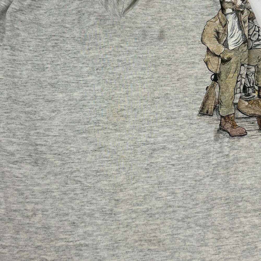 Vintage 90s Deer Hunter Funny T Shirt Hunting Cabin Made In USA Gray M Medium - Picture 4 of 10